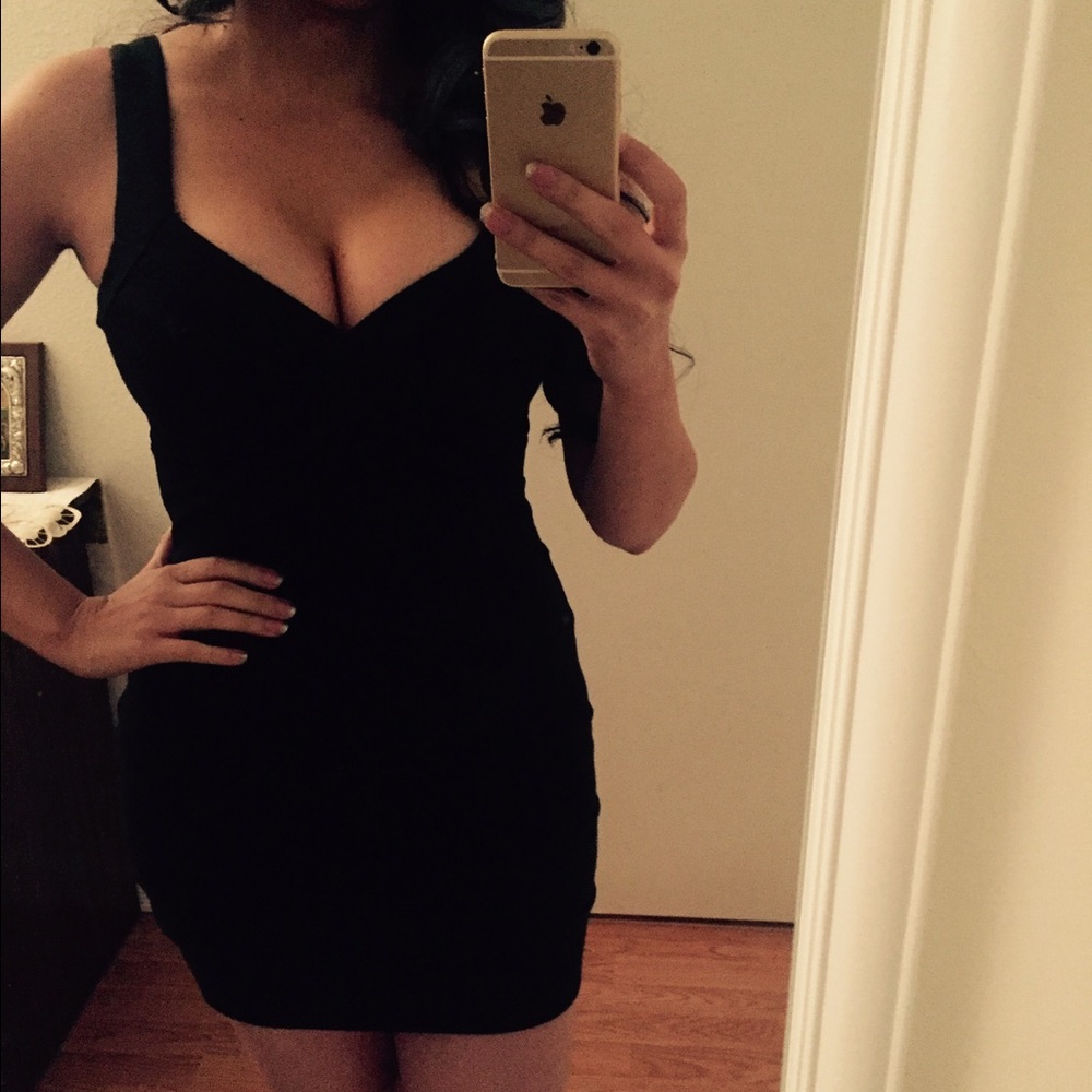 Black front cross over dress